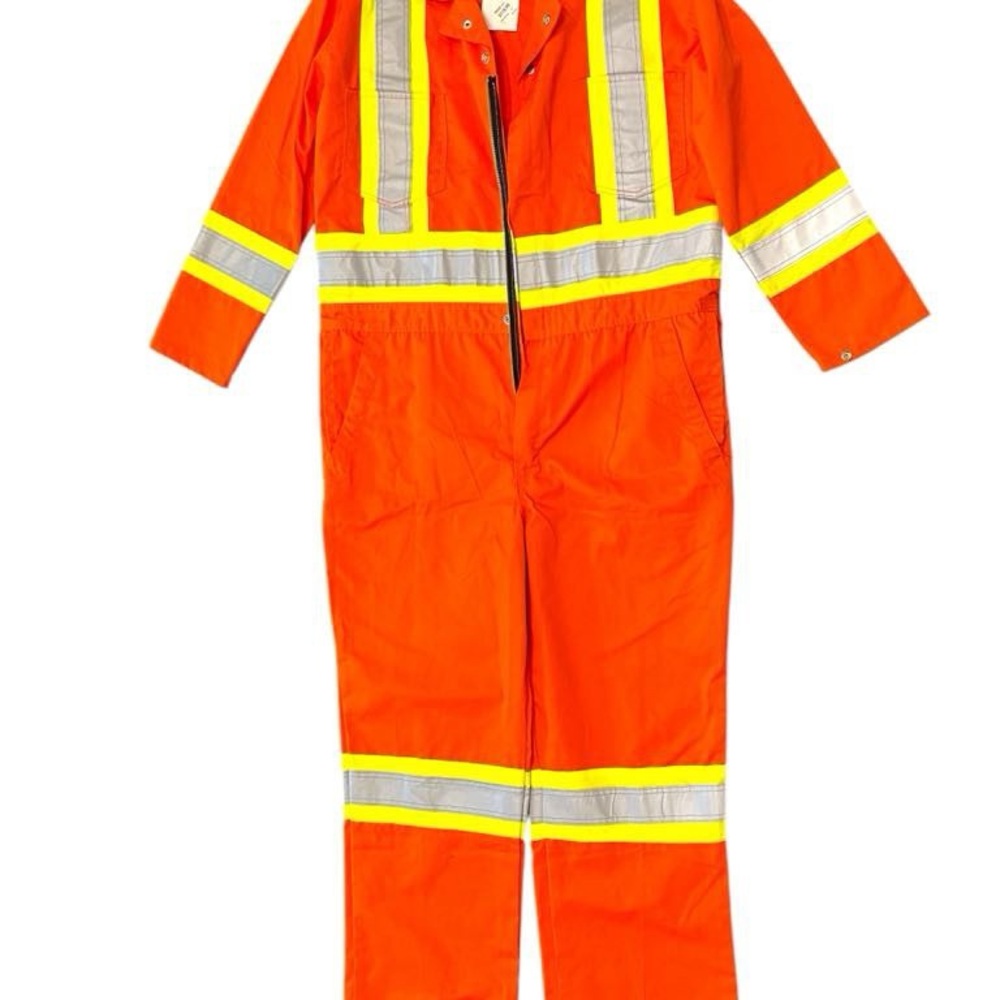 High-Visibility Orange and Yellow One Piece with Reflective Stripes